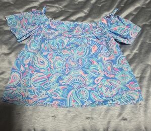 Lilly Pulitzer Blue and Pink Paisley Blouse